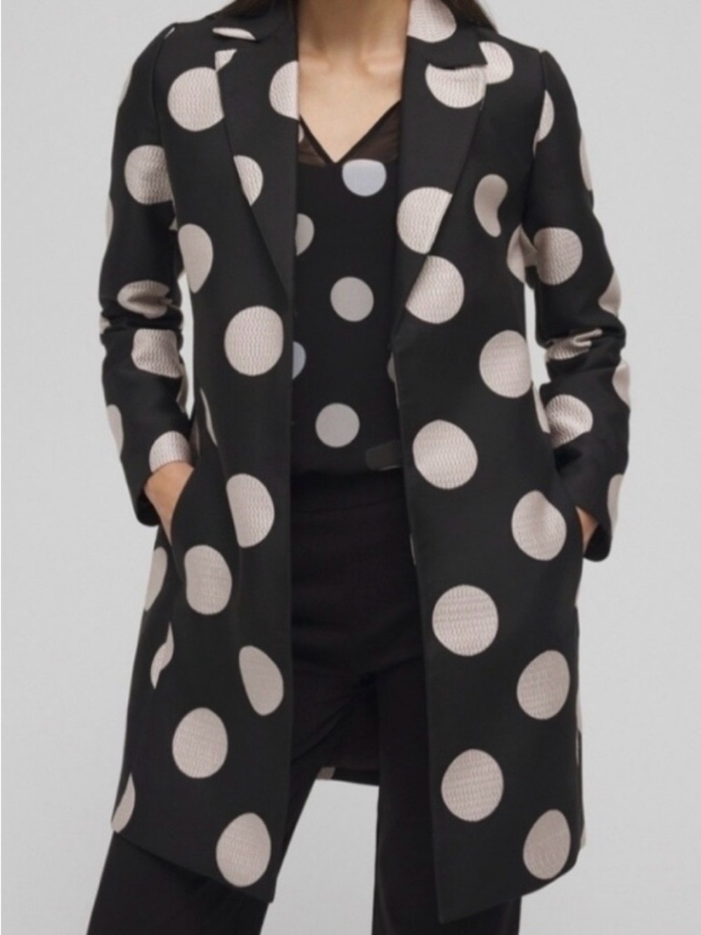 Chico's Black and Cream Polka Dot Blazer
